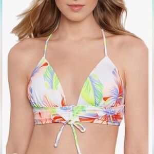 Salt+Cove White Multi Color Bikini Top Swimwear NWT